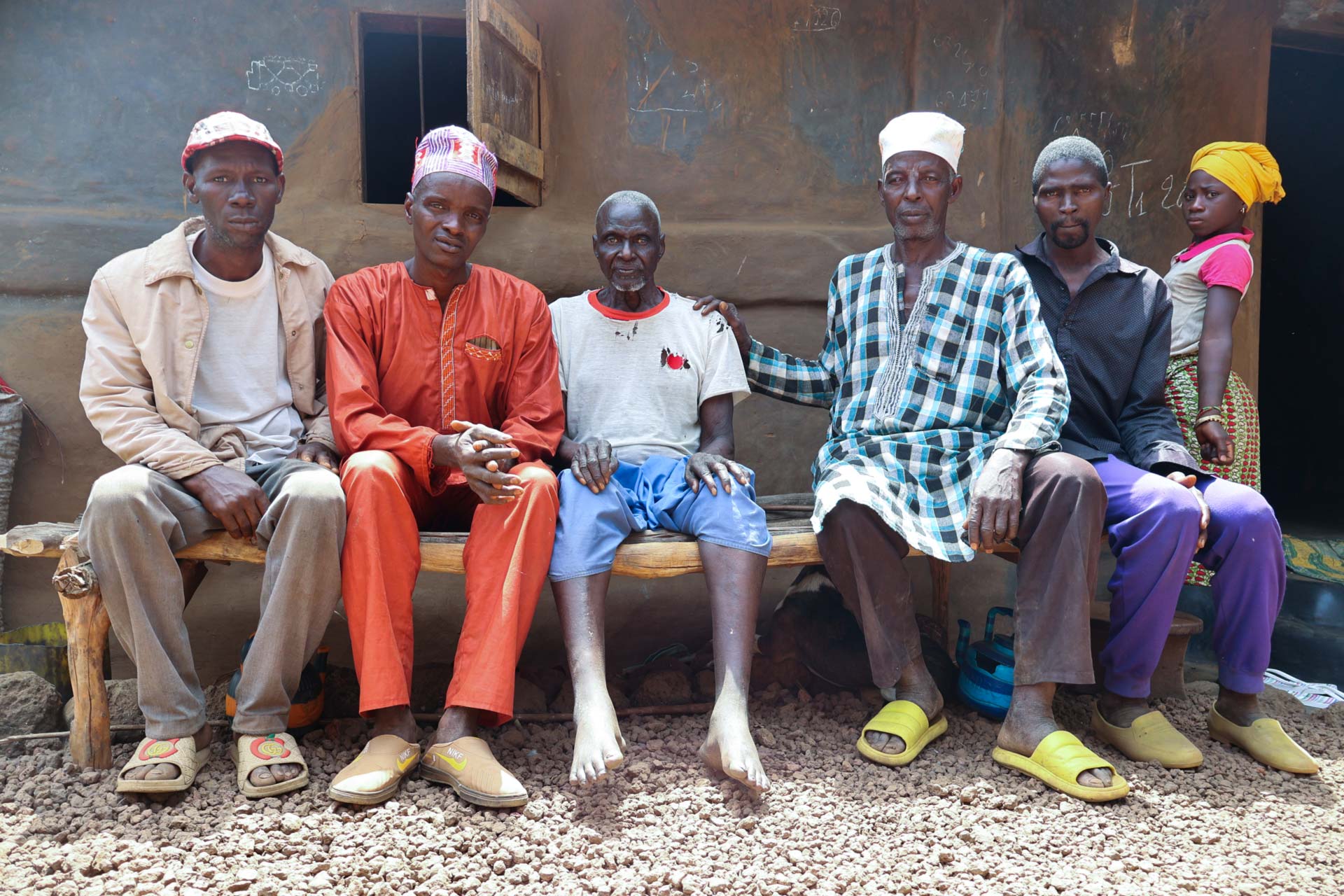 Boubacar Bah with his neighbors in Teliwora.