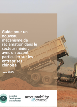 Cover Guide pour un nouveau mécanisme de réclamation dans le secteur minier, avec un accent particulier sur les entreprises chinoise