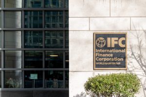 Washington, DC, USA- January 12, 2020: IFC sign in Washington, DC, USA. The International Finance Corporation (IFC) is a financial institution offers investment, advisory, and asset-management service