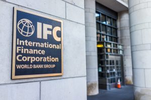 Washington DC, USA - March 4, 2017: IFC entrance with sign of International Finance Corporation World Bank Group